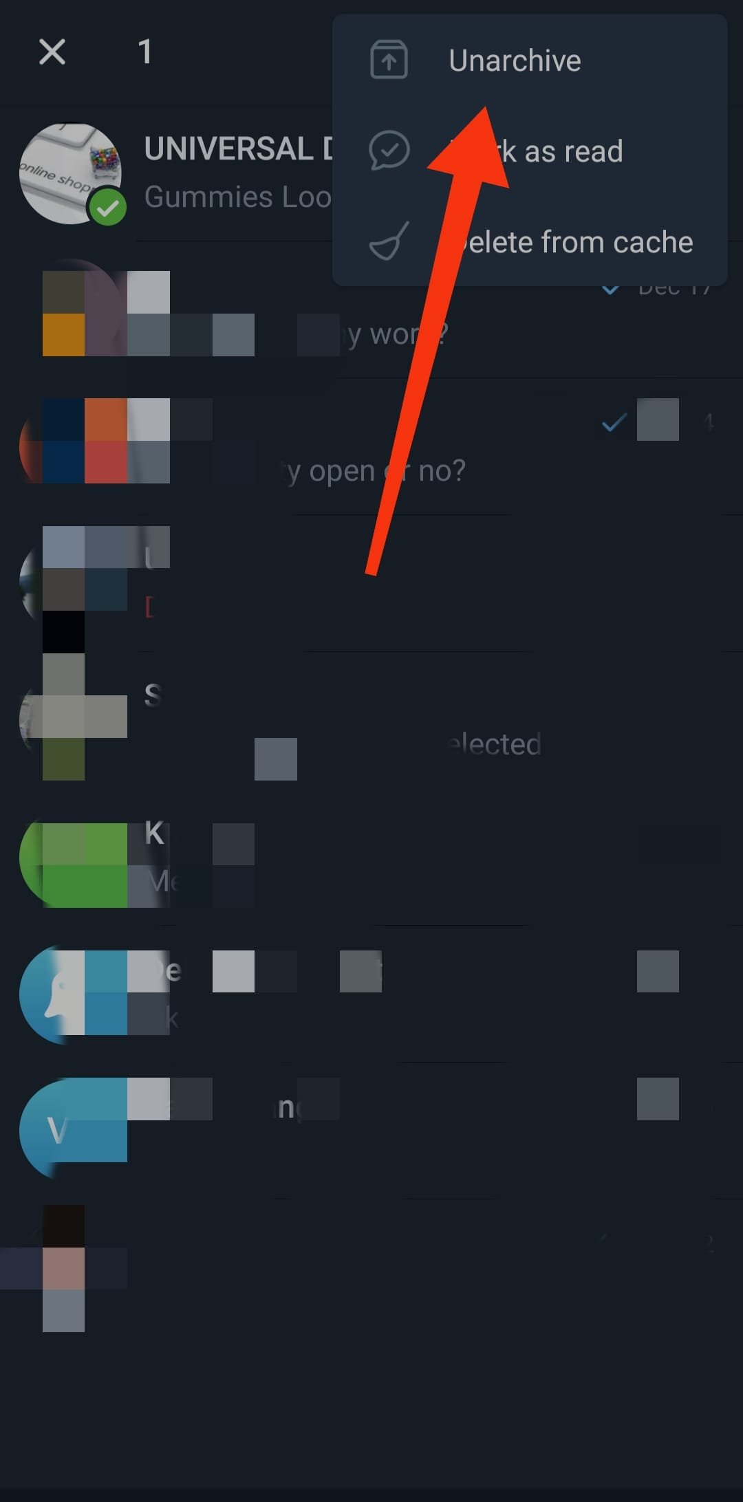 How To Unarchive Chat on Telegram? Step:3